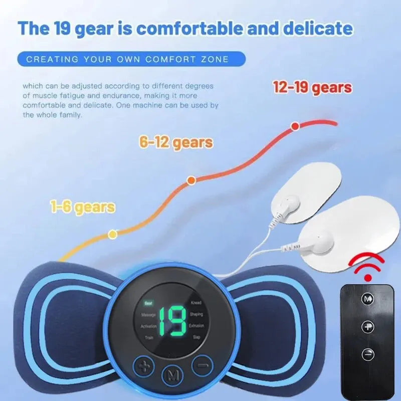 Portable Electric Intelligent Mini Neck Massager Patch for Back and Shoulder Massager with Pad and Remote