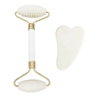 2Pcs Face Massager Roller Natural Jade Stone Guasha Board Scraper Set Facial Lift Skin Relaxation Slimming Beauty Neck Thin Tool
