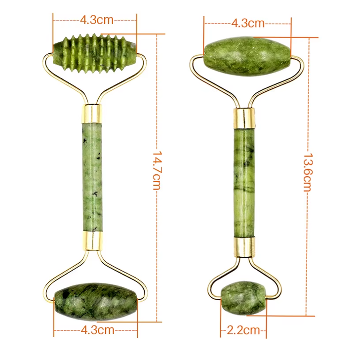 2Pcs Face Massager Roller Natural Jade Stone Guasha Board Scraper Set Facial Lift Skin Relaxation Slimming Beauty Neck Thin Tool