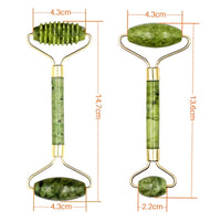 2Pcs Face Massager Roller Natural Jade Stone Guasha Board Scraper Set Facial Lift Skin Relaxation Slimming Beauty Neck Thin Tool