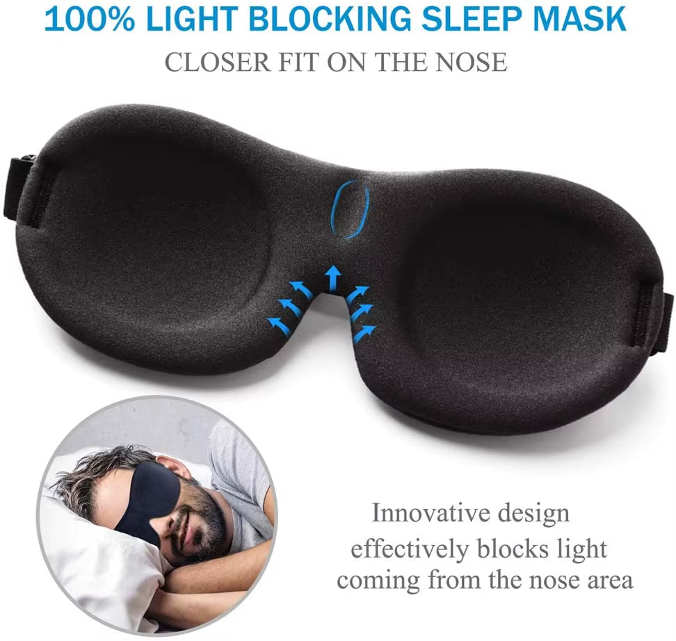 Upgraded Sleep Mask 3D Contoured Blackout Eye Mask for Sleeping with Adjustable Strap Soft Night Blindfold Eye Shades for Naps