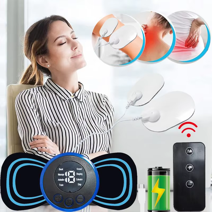 Portable Electric Intelligent Mini Neck Massager Patch for Back and Shoulder Massager with Pad and Remote
