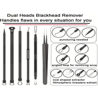 6Pcs/Set Acne Removal Needle and Clip Stainless Steel Tool Blackhead Removal Blemishes Facial Skin Care Beauty Facial Pore Clean