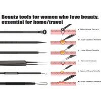 6Pcs/Set Acne Removal Needle and Clip Stainless Steel Tool Blackhead Removal Blemishes Facial Skin Care Beauty Facial Pore Clean