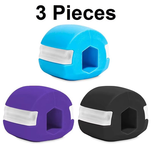 3 Pieces Set Food-Grade Silica Gel Jaw Exerciser with Lanyards Jawline Chew Bite Breaker for Face Fitness and Masseter Training
