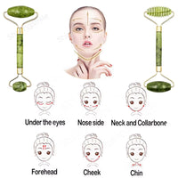 2Pcs Face Massager Roller Natural Jade Stone Guasha Board Scraper Set Facial Lift Skin Relaxation Slimming Beauty Neck Thin Tool