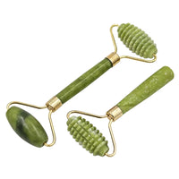 2Pcs Face Massager Roller Natural Jade Stone Guasha Board Scraper Set Facial Lift Skin Relaxation Slimming Beauty Neck Thin Tool