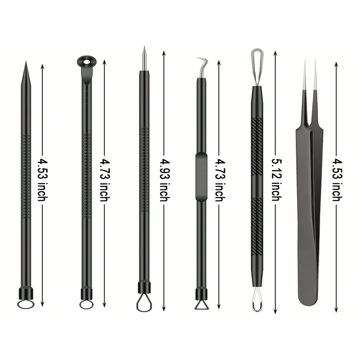 6Pcs/Set Acne Removal Needle and Clip Stainless Steel Tool Blackhead Removal Blemishes Facial Skin Care Beauty Facial Pore Clean