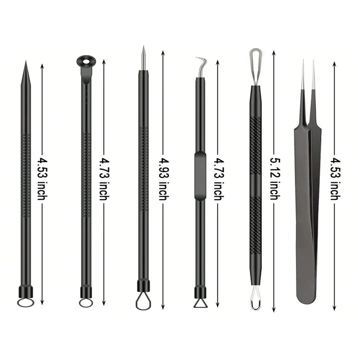 6Pcs/Set Acne Removal Needle and Clip Stainless Steel Tool Blackhead Removal Blemishes Facial Skin Care Beauty Facial Pore Clean